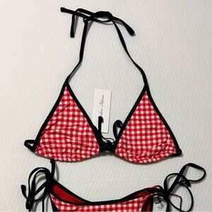Frankie's Bikinis Grace Bikini Top Cherry Picnic Sz Medium